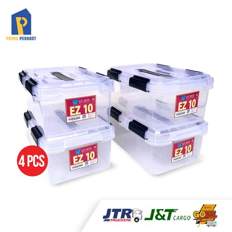 Jual Storage Box Tempat Penyimpanan 10 Lt Container Boks Paket 4 Pcs