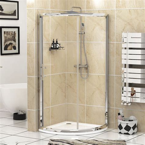 Bow 6mm Single Door Quadrant Shower Enclosure Acrylic Tray Various