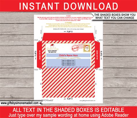 Santa Envelope Letter From Santa Editable Template Printable