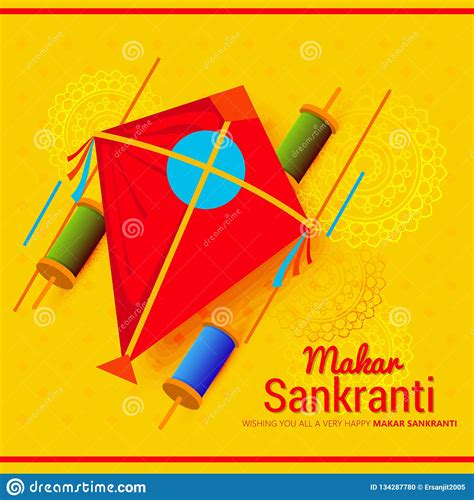 Papel Pintado De Makar Sankranti Con La Cometa Colorida Para El