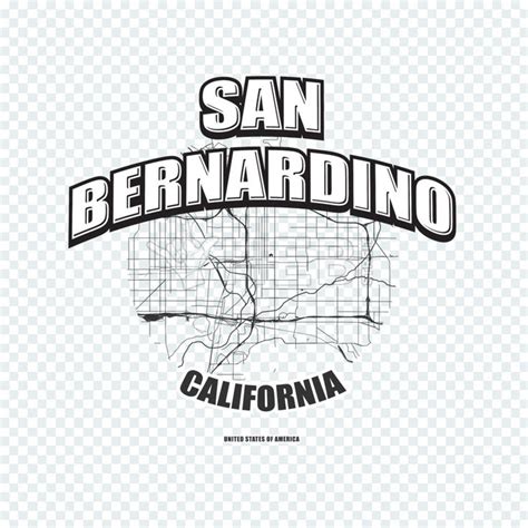 the logo for san bernradino, california with an outline map in black ...