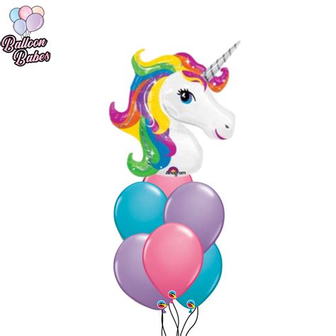 Jumbo Rainbow Unicorn Balloon w/ 6 Latex Balloons – Balloon Babes Cornwall