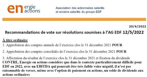 Recommandations Vote Ag Edf 12 5 2022