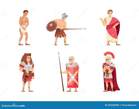 Romans Man In Traditional Ethnic Clothing With Warrior And Emperor