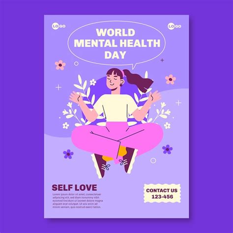 Free Vector Flat World Mental Health Day Vertical Poster Template