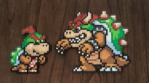 Bowser And Bowser Jr Mario Maker Sprites By Pika Robo Perler Bead