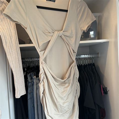 Shein Nude Cut Out Front Dress Size Worn A Few Depop