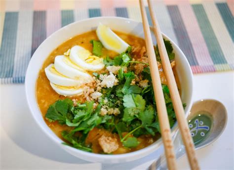 Homemade Mohinga Burmese Fish Noodle Soup Food