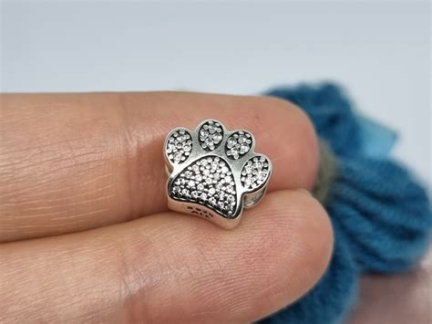 Genuine Pandora Silver Sparkling Paw Print Charm Gem