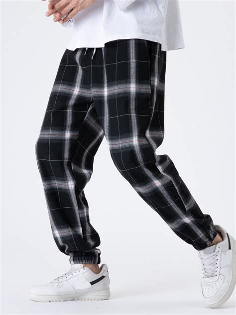 Manfinity Sporsity Men Plaid Drawstring Waist Joggers Shein