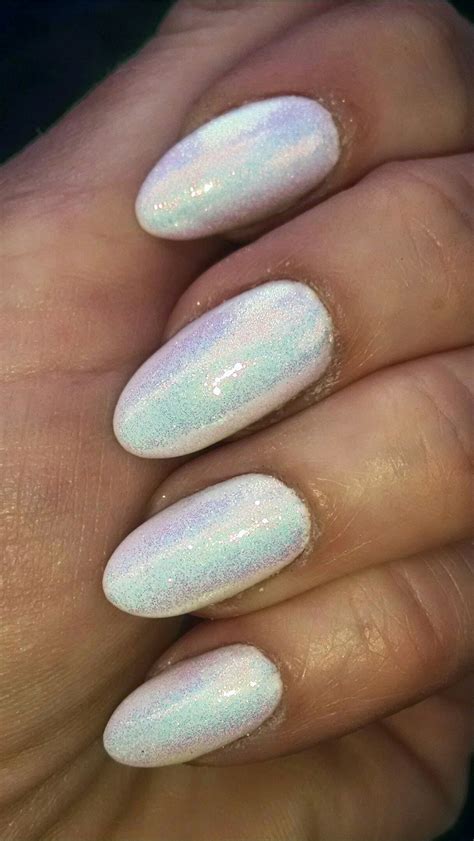 Indigo Mermaid Effect Efekt Syrenki Ultra Fine Glitter Burnished Onto White Gel Polish White