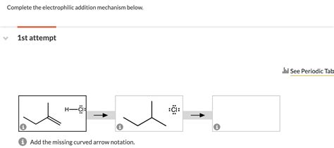 Solved Complete The Electrophilic Addition Mechanism Below Chegg