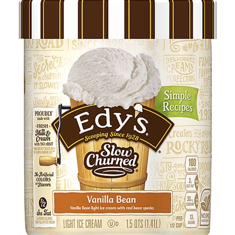 Edys Ice Cream Light Vanilla Bean 1 5 Qt Ice Cream Treats