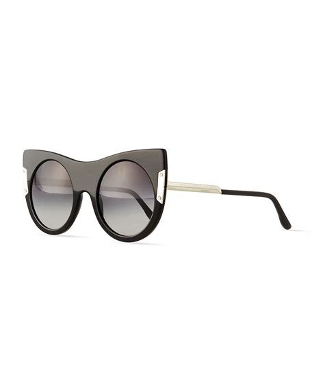 Stella Mccartney Round Sunglasses With Peaked Temples Black