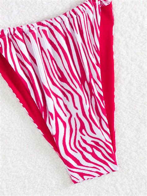 New Arrival Fashionable Sexy Bikini For Women Printed With Ribbed Pattern Halter Bikini