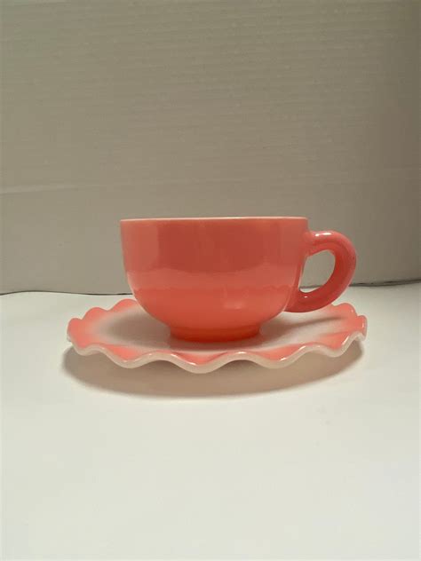 Hazel Atlas Pink Crinoline Cup And Saucer