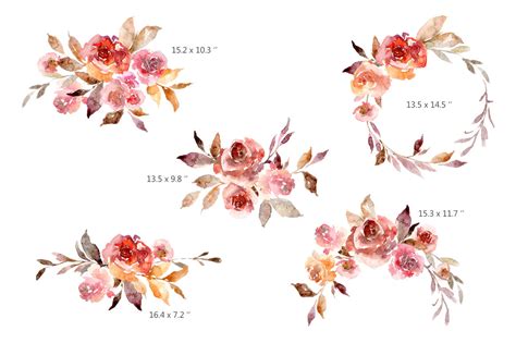 Watercolor Autumn Flowers Roses Leaves Png By Watercolorflowers