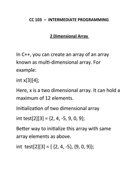 Two-Dimensional Array | Download Free PDF | Software Development | Data ...