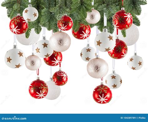 Julgirlandbakgrund Med Prydnader Julstruntsak Fotografering För