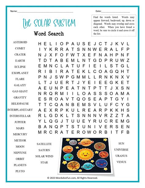 Solar System Word Search Puzzle Printable Word Search Maker