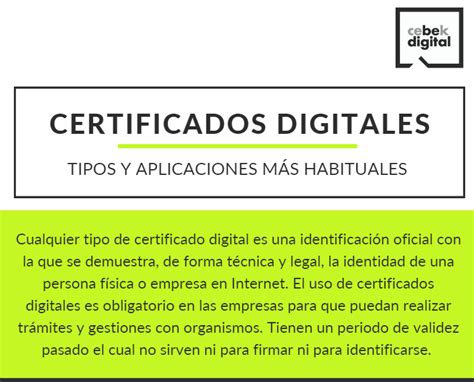 Tipos De Certificados Digitales Y Aplicaciones