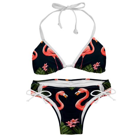 Flamingo Tropical Rainforest Adjustable Strap Detachable Sponge Bikini