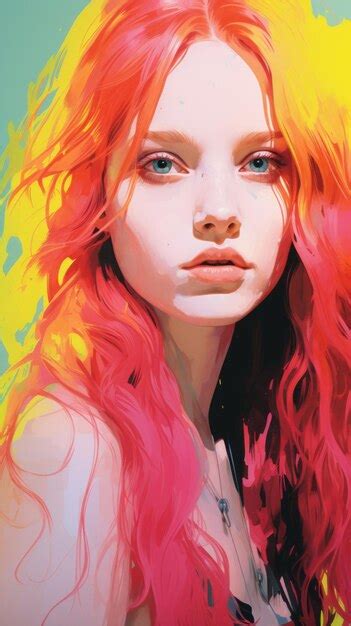 Premium Ai Image A Digital Painting Of A Woman With Bright Red Hair