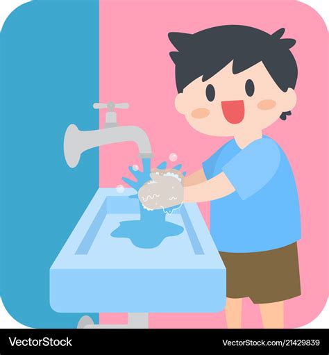 Children little boy washing hands with soap Vector Image