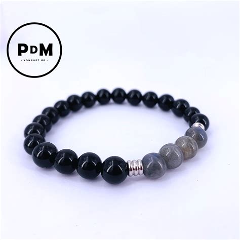 Bracelet Perles Homme Protection Du Couple Labradorite Et Tourmaline