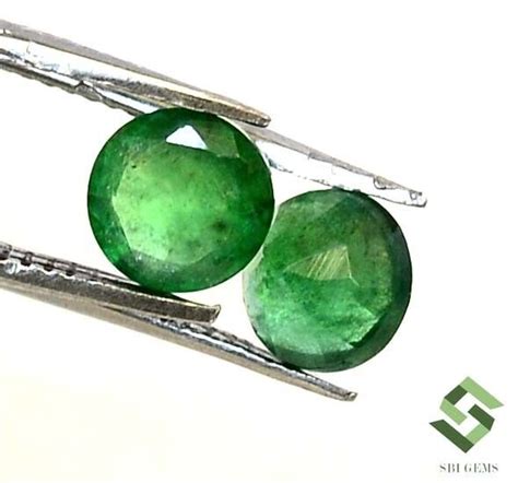 Mm Certified Natural Emerald Round Cut Pair Cts Untreated Loose