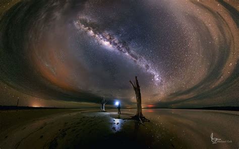 Image Panorama Of The Milky Way Taken At Lake Dumbleyung In Western