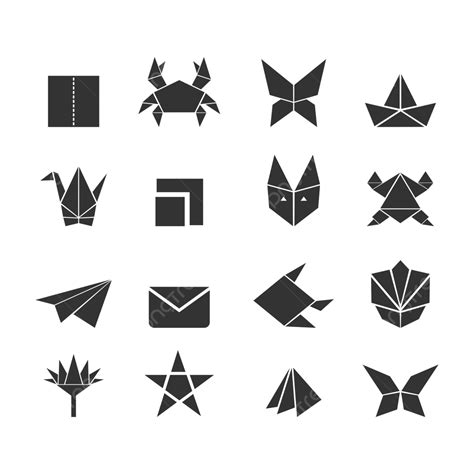 Origami Cranes Vector Art Png Paper Cranes Origami Vector Icon Set