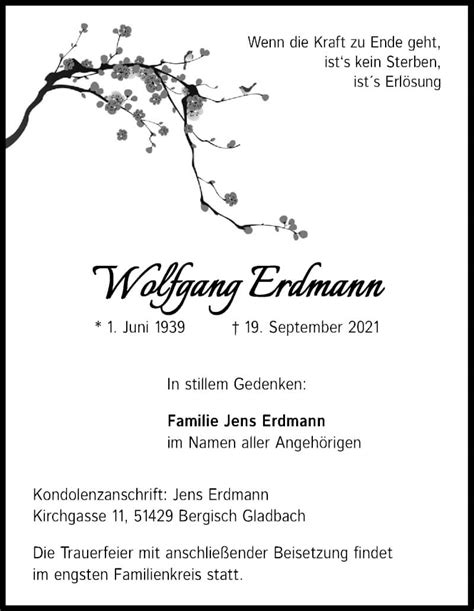 Traueranzeigen Von Wolfgang Erdmann Wirtrauern