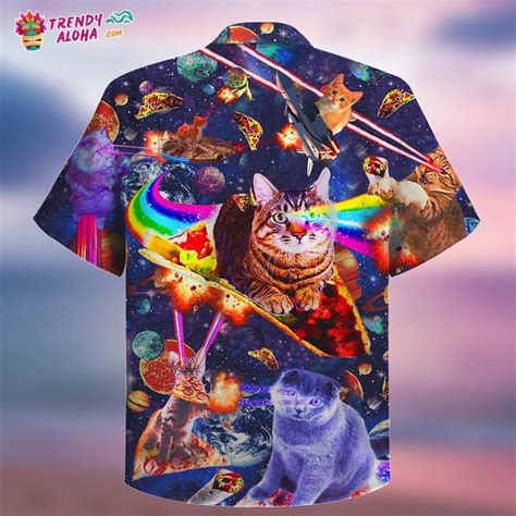 Cat Ride Food In Space Galaxy Hawaiian Shirt Trendy Aloha Trendy Aloha