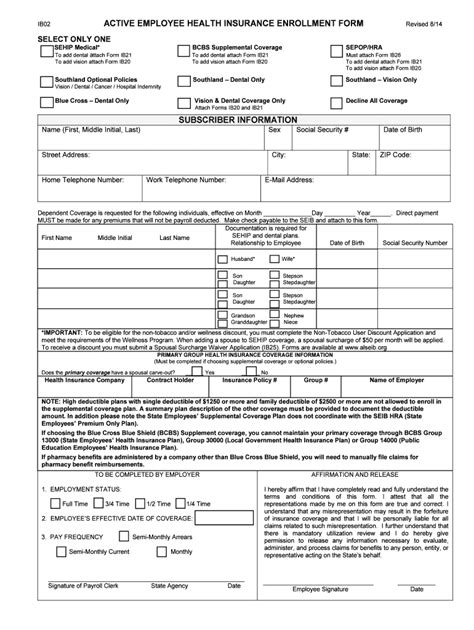 Health Insurance Enrollment Form Subscriber Fill Out Sign Online