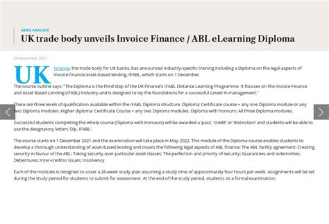 uk trade body unveils invoice finance abl elearning diploma ll