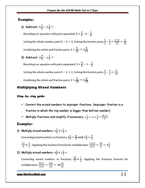 Prepare For The Asvab Math Test In 7 Days A Quick Study Guide With Two