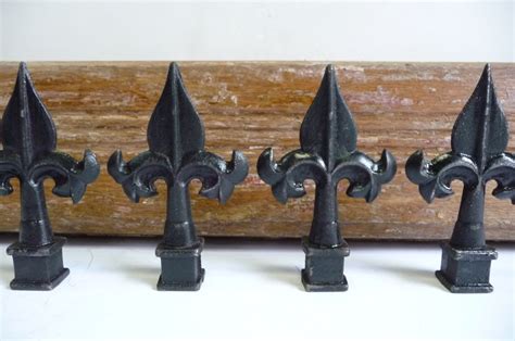 4 Cast Iron Finials Caps Wrought Iron Fence Posts Fleur De Lis