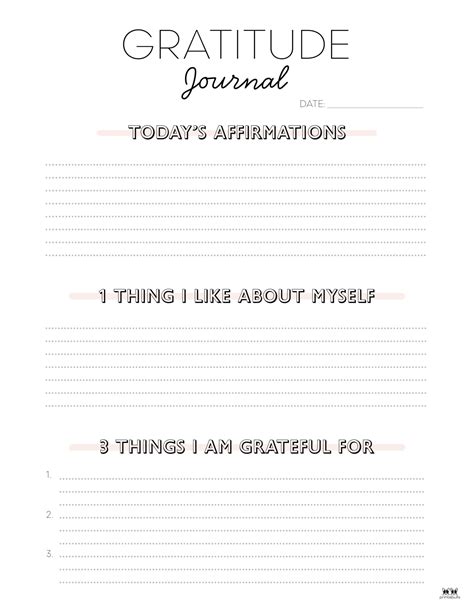 Gratitude Journal Templates Free Printables Printabulls