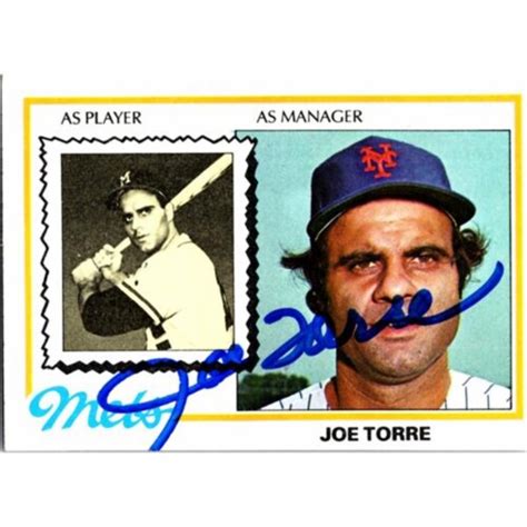 Autograph Warehouse 725276 Joe Torre Autographed New York Mets 1978 Topps No.109 Baseball Car, 1 ...