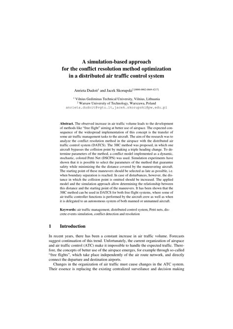 Pdf A Simulation Based Approach For The Conflict Resolution Method