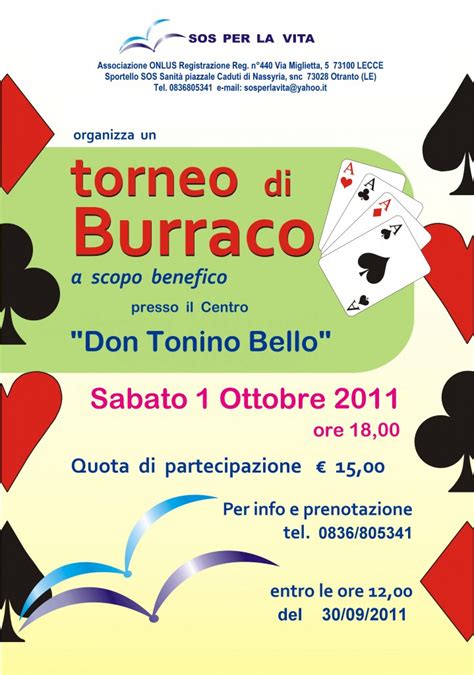 Otranto Torneo Di Burraco A Scopo Benefico Otranto Oggi