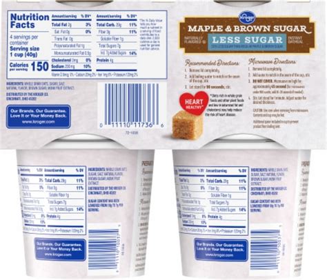 Kroger® Maple And Brown Sugar Less Sugar Instant Oatmeal Cups 4 Ct Kroger