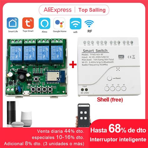 Interruptor Inteligente Tuya De 4 Canales M Dulo WIFI De 220V Control