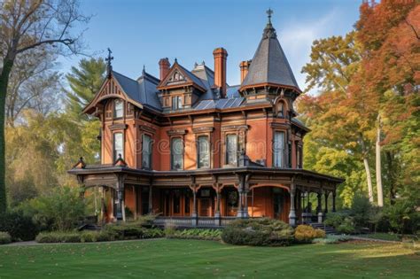 An Image Capturing An Old Victorian Style House Surrounded By Vibrant