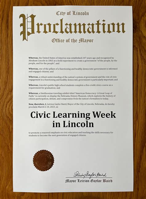 Civic Learning Week Proclamation Civic Learning Week