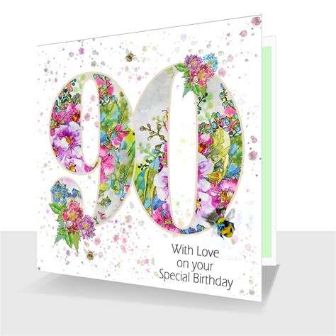 Etsyseller Happy 90th Birthday Card With Love On Your Special Day