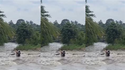 Viral Sepasang Kekasih Sedang Asyik Di Sungai Terseret Arus Banjir Bandang