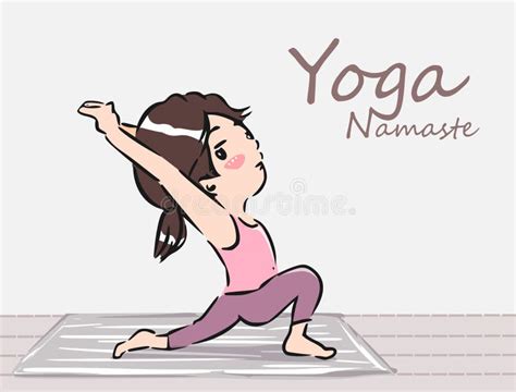 The Cute Cartoon Yoga Girl Vector Stock Vector Illustration Of