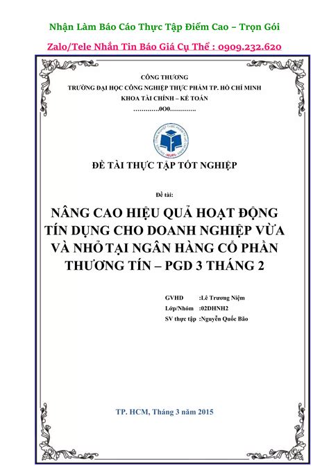 Báo Cáo Thực Tập Nâng Cao Hiệu Quả Hoạt Động Tín Dụng Cho Doanh Nghiệp